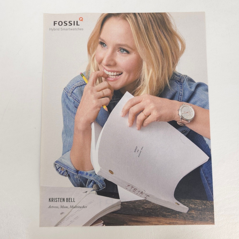 Fossil Q Kristen Bell Hybrid Smartwatch Print Ad 2017 Watch Collector Wall Art